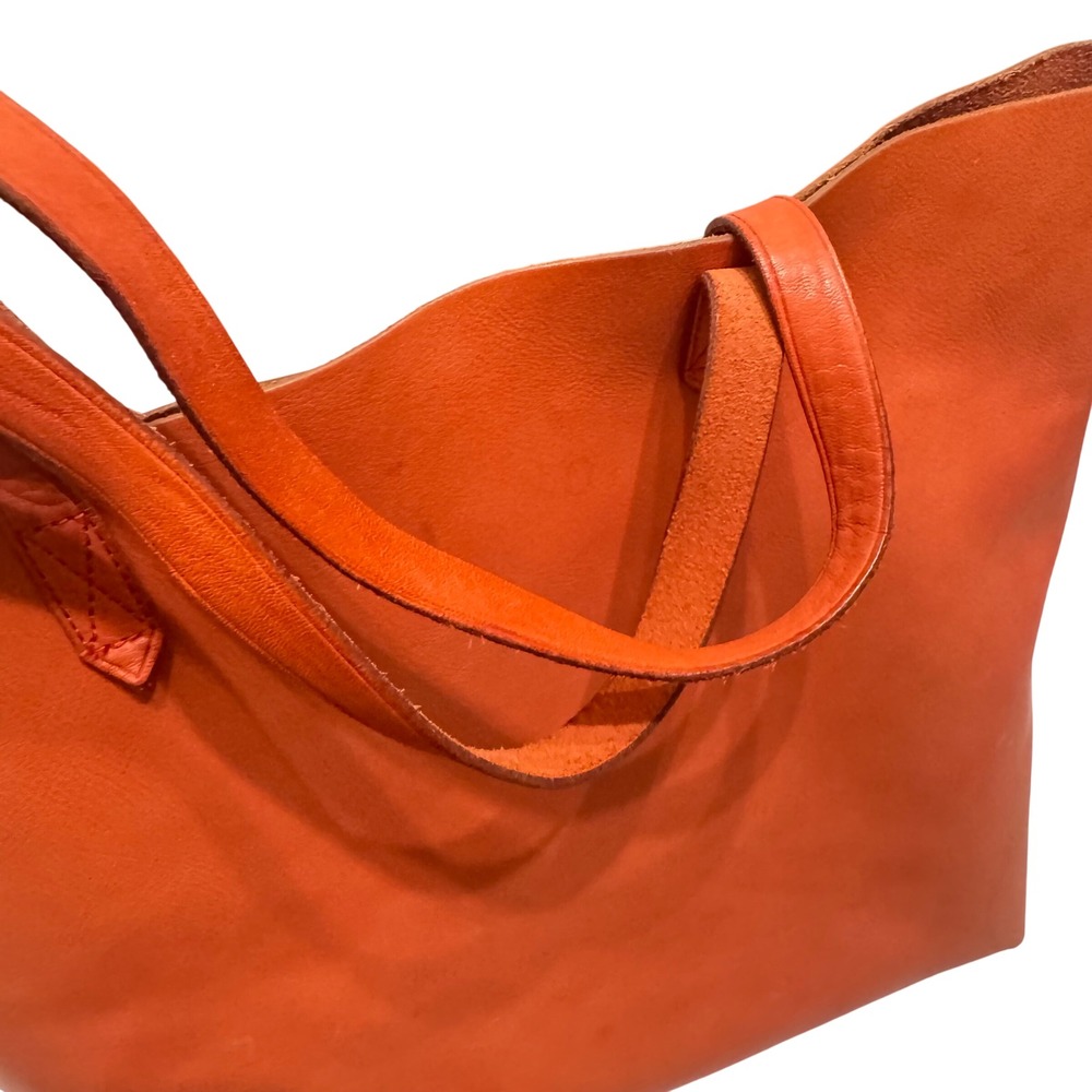 Madewell Transport Tote Women Large Orange Leather Good Minimalist Shoulder Bag - Picture 8 of 15